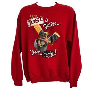 Vtg NHL Chicago Blackhawks Men XL Sweatshirt Its Just A Game Hockey Puck Graphic